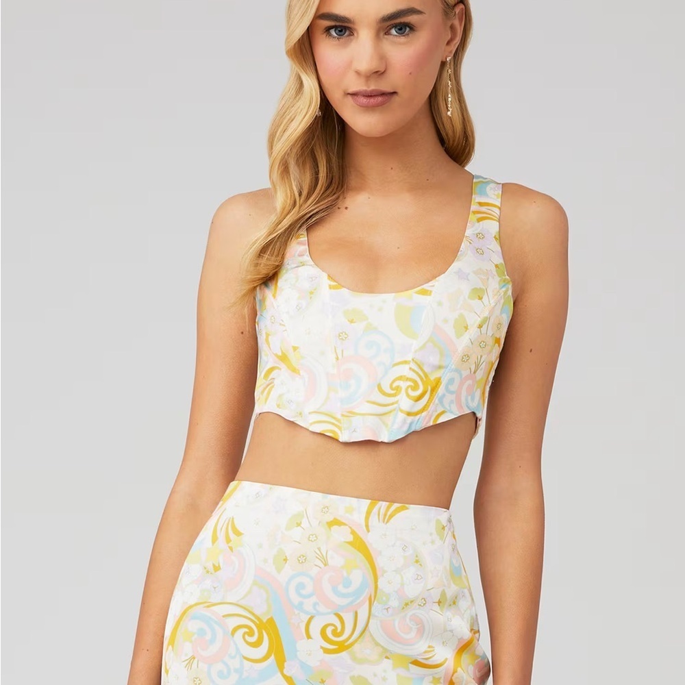 For Love & Lemons Nomi Crop Top Pastel Floral Corset Crop Top

Revolve